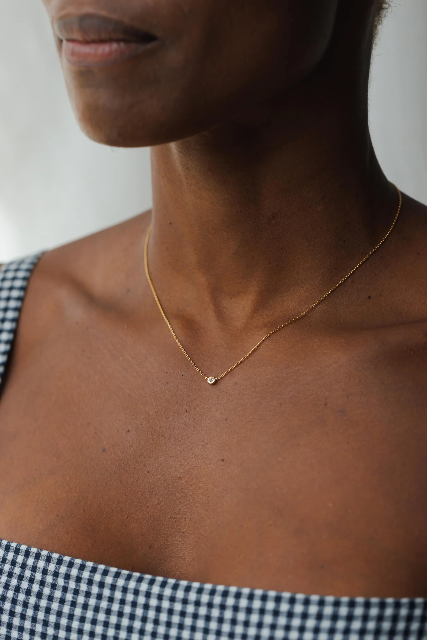 Gaia White Sapphire Solitaire Necklace - Image 3