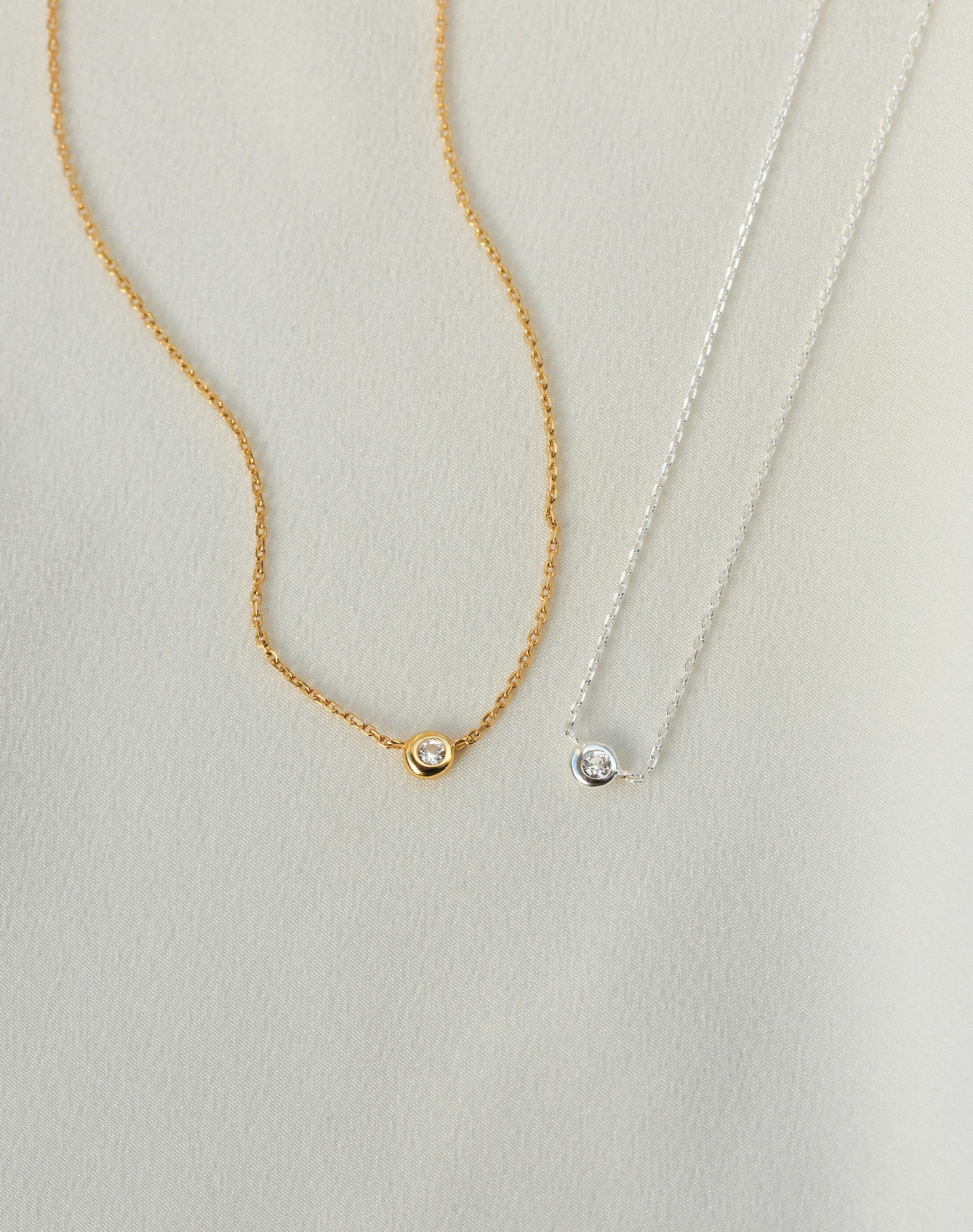 Gaia White Sapphire Solitaire Necklace - Image 4