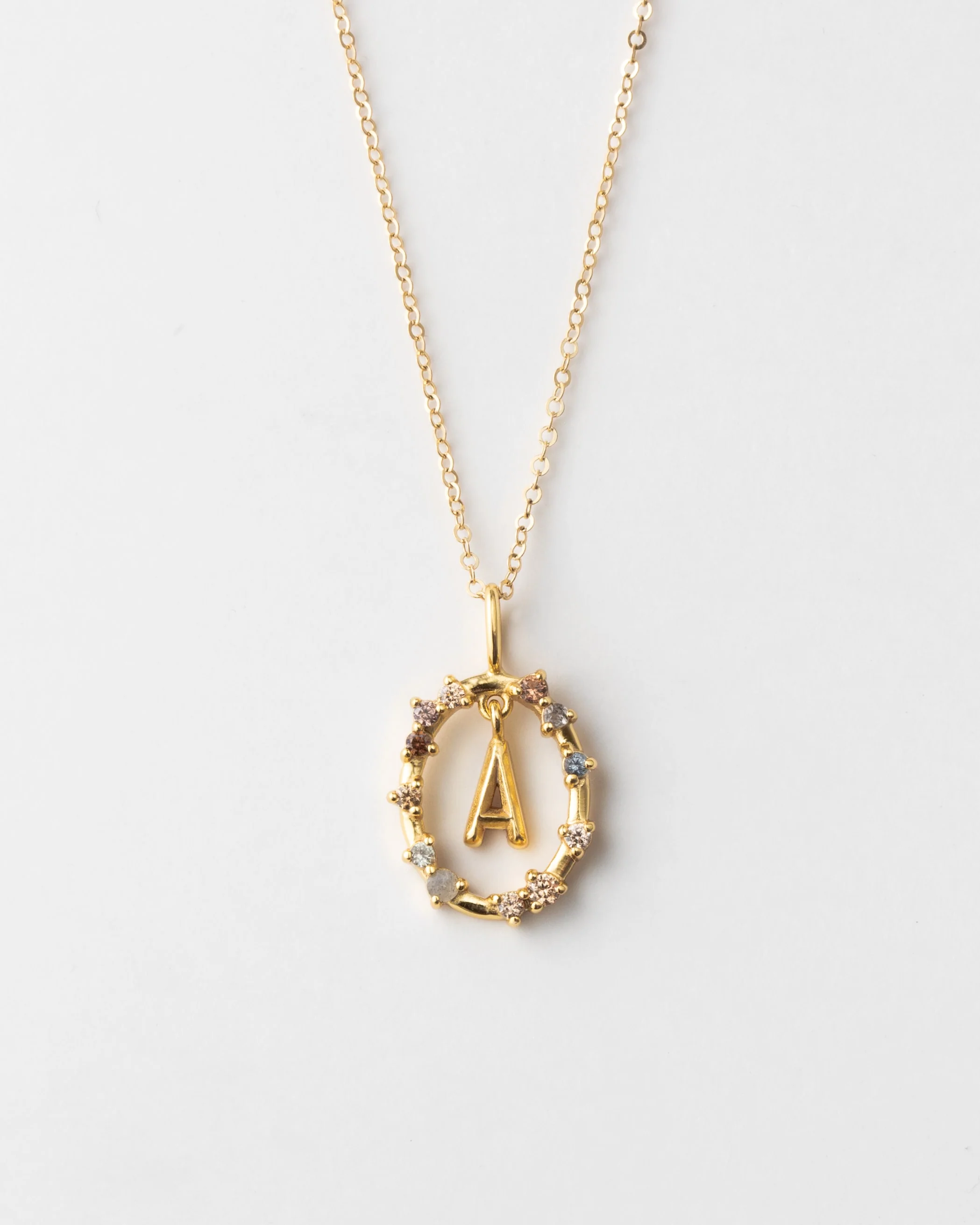 Gemstone Frame Initial Pendant