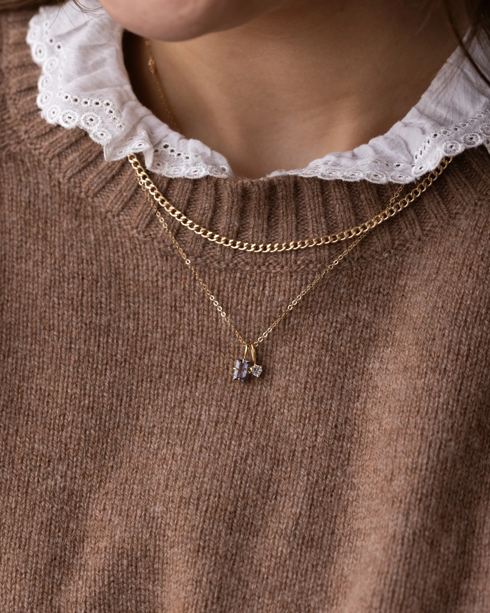 Gold Toi et Moi Necklace - Image 2