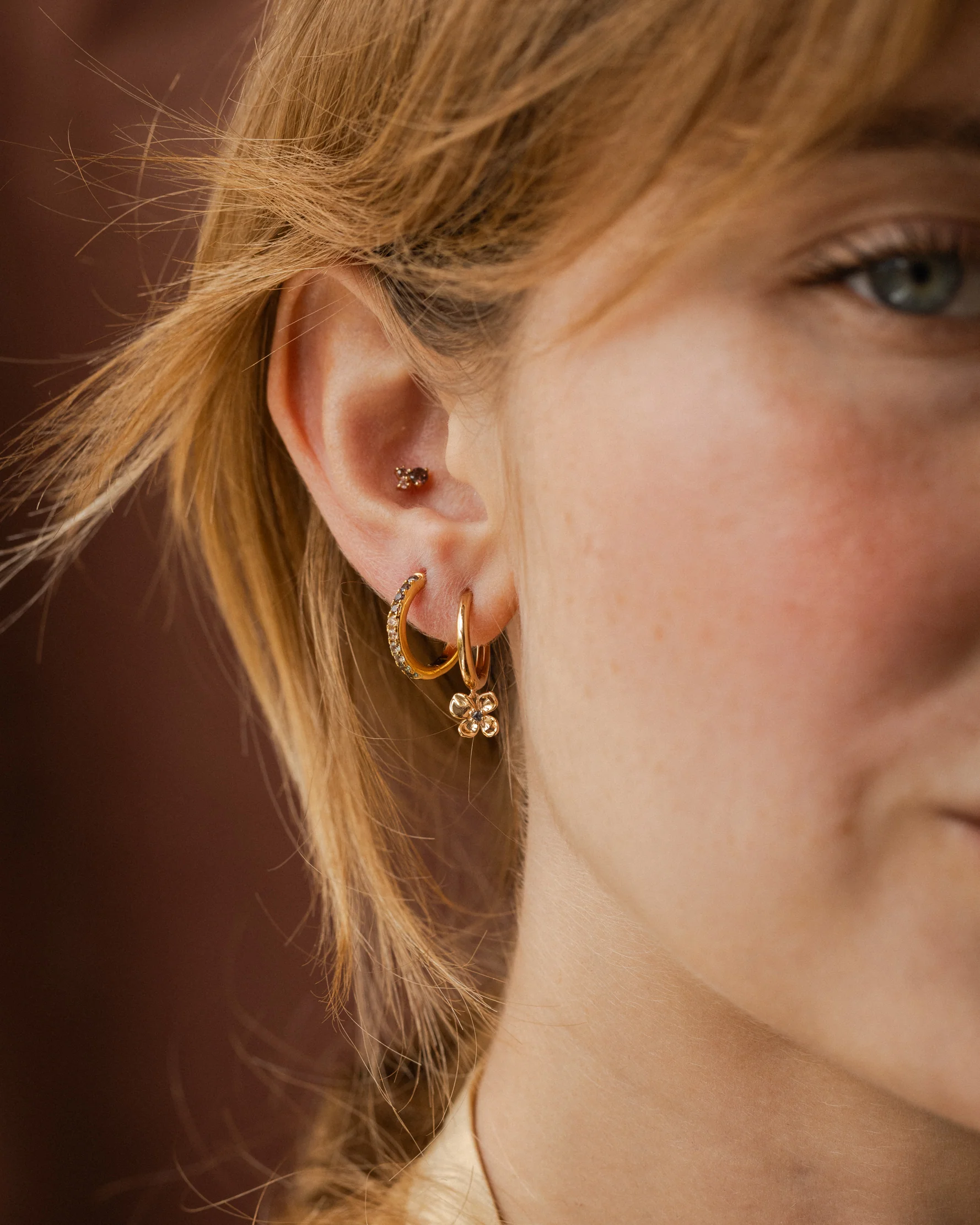 Midnight Blossom Charm Hoops - Image 2