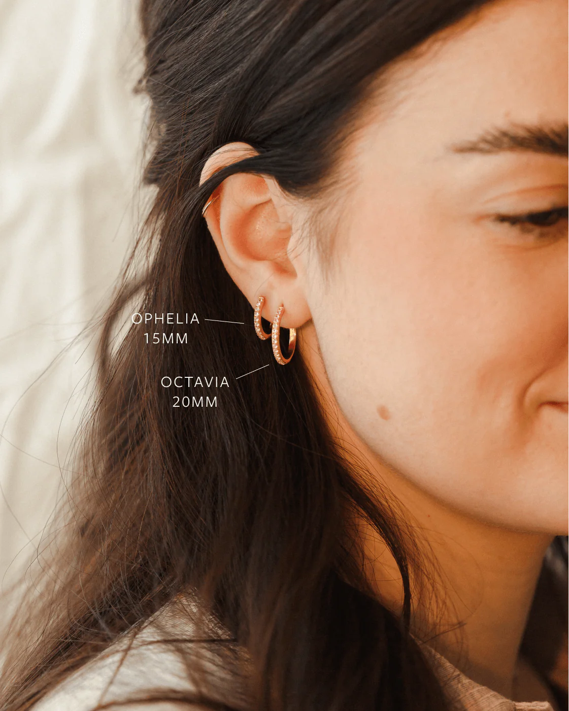 Ophelia White Sapphire Hoops - Image 7