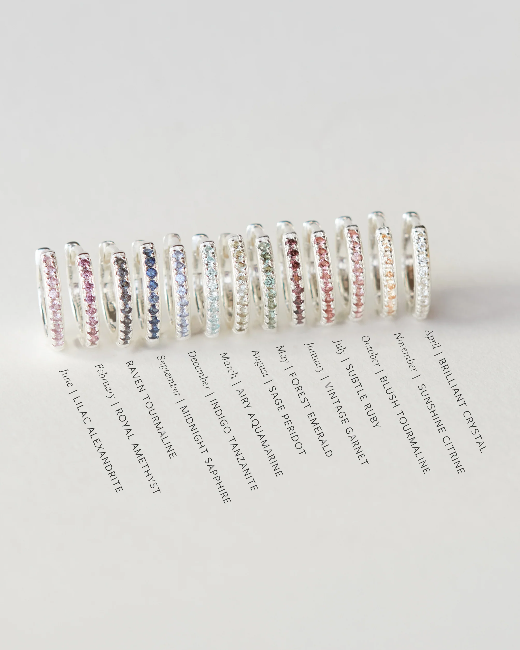 Silver Aura Birthstone Huggie Hoops - Image 6