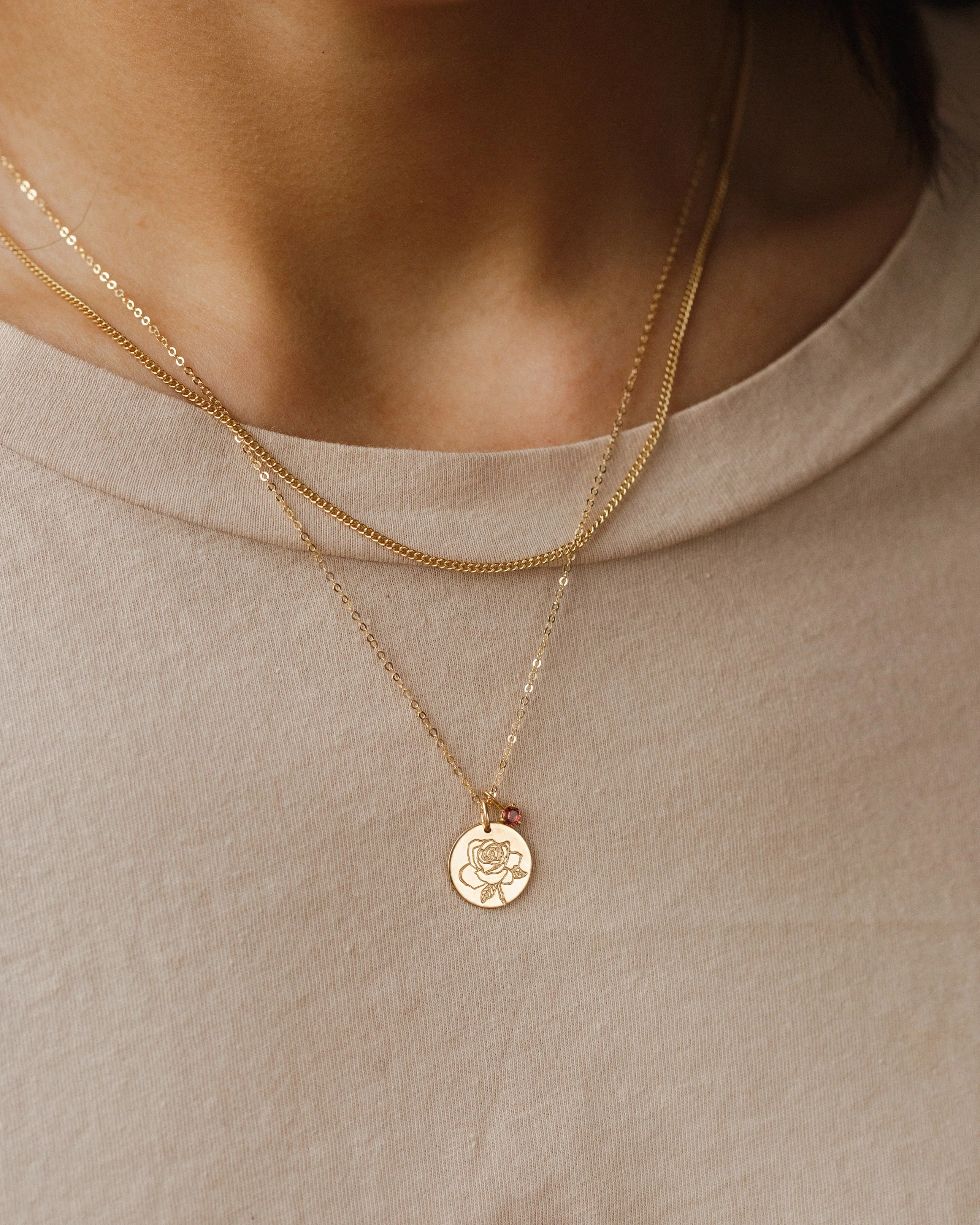 Solid Gold Flora Birthstone Necklace - Image 2