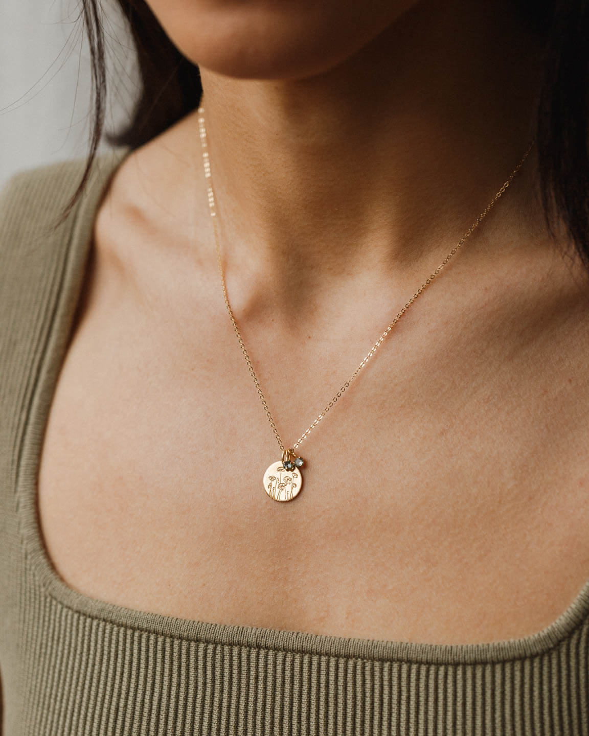 Solid Gold Flora Birthstone Necklace - Image 7