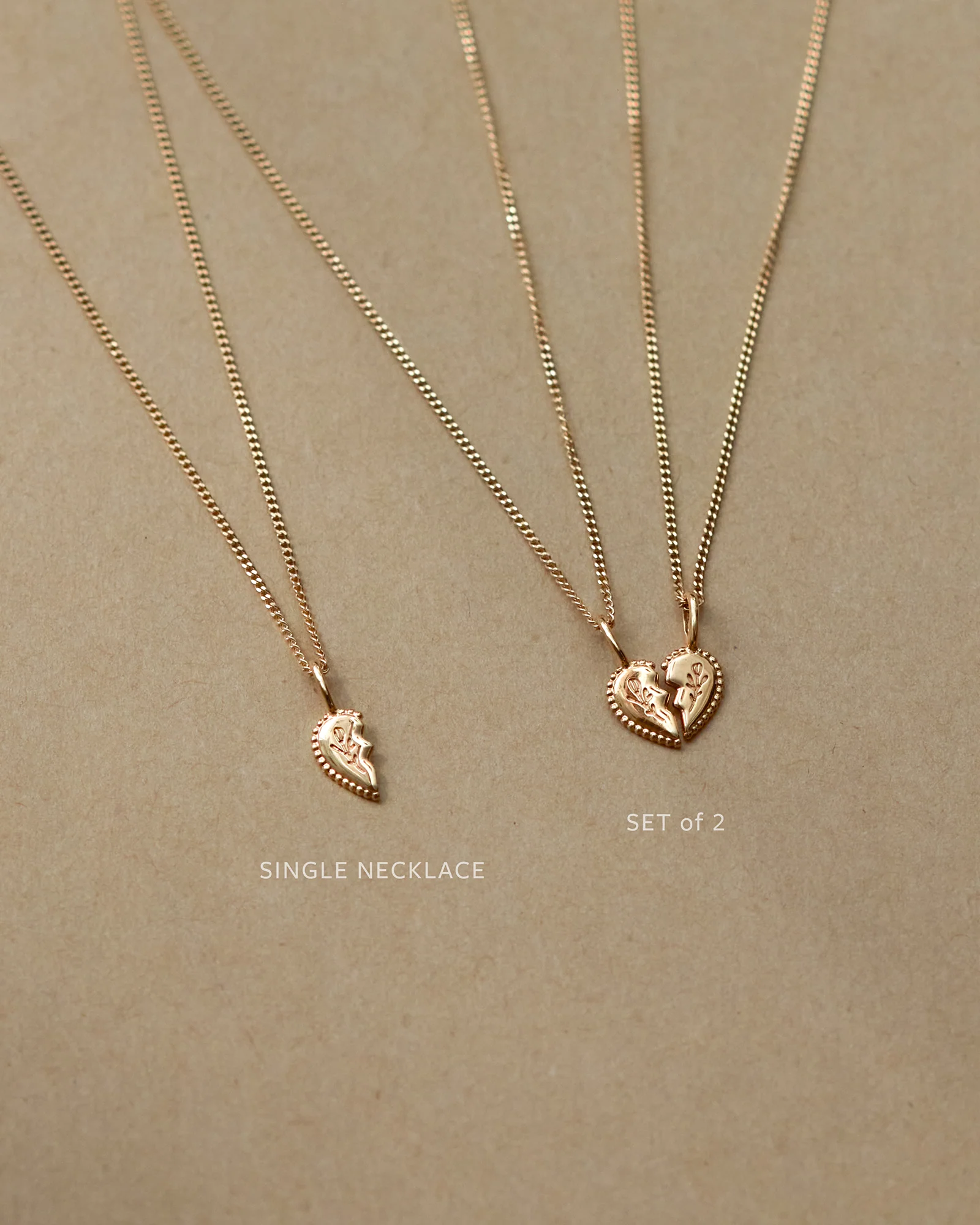 Solid Gold Shared Heart Necklace - Image 3