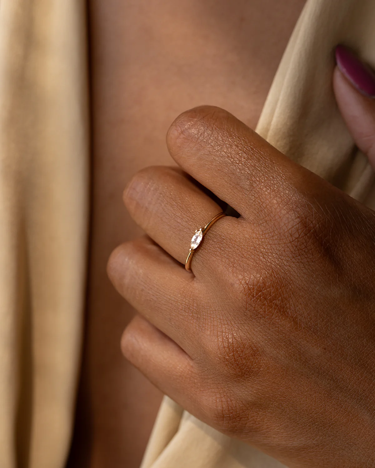 White Sapphire Leaflet Ring - Image 2
